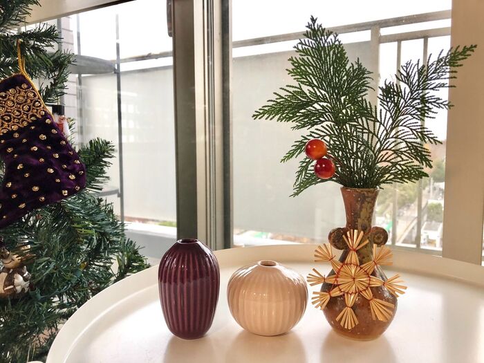 バージョン③和な花瓶＆クリスマス飾り