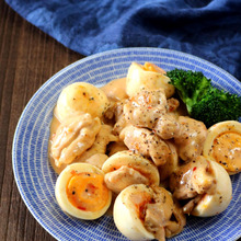 鶏肉と茹で玉子のスイチリマヨネーズ和え。
