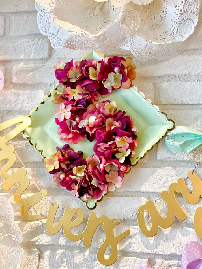 カンタン♪ときめきハンドメイド♪ **5th anniversary! 祝・数字なフローラルアート*