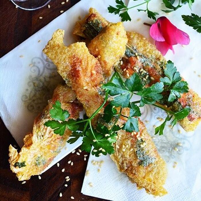 【豆腐のおかず】湯葉のイタリアン高野豆腐巻き上げ