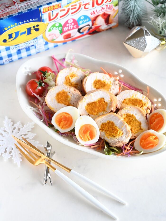 【レンチン】染みしみ鶏チャーシュー💛クリスマスアレンジ💛 リード クッキングペーパー