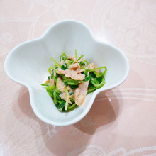 材料2つ。豆苗とシーチキンの簡単副菜