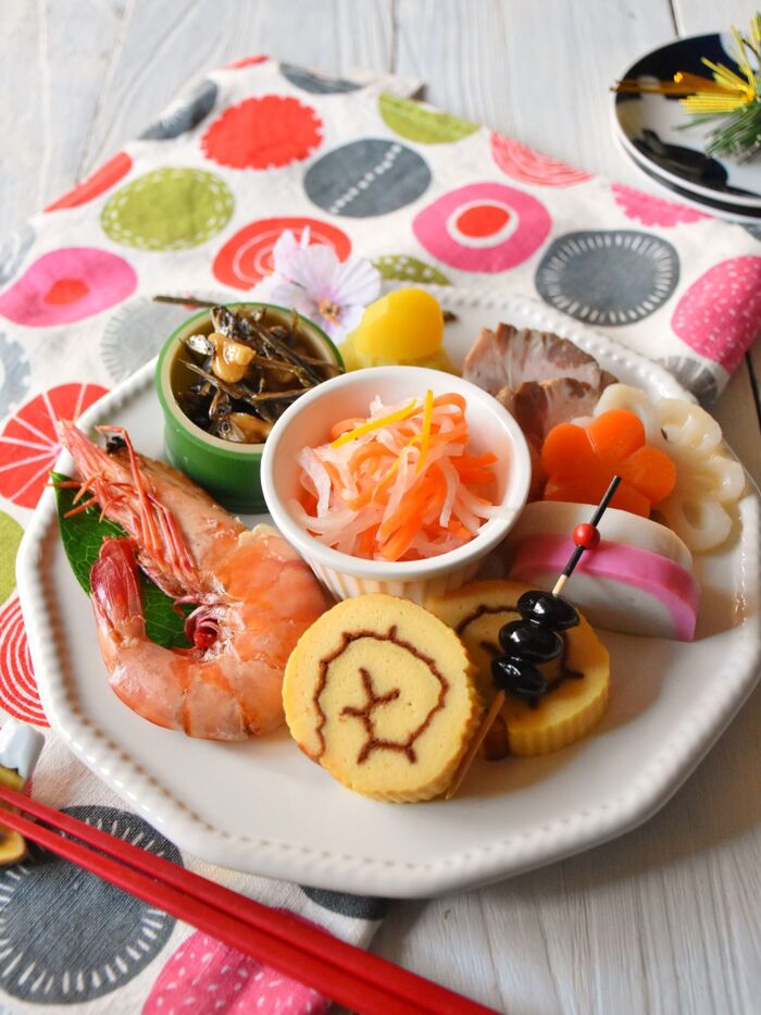 我が家のおせち備忘録(手綱こんにゃく&なます&海老の旨煮)
