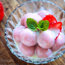 ♡いちご白玉♡【#おやつ#簡単レシピ#時短#練乳】