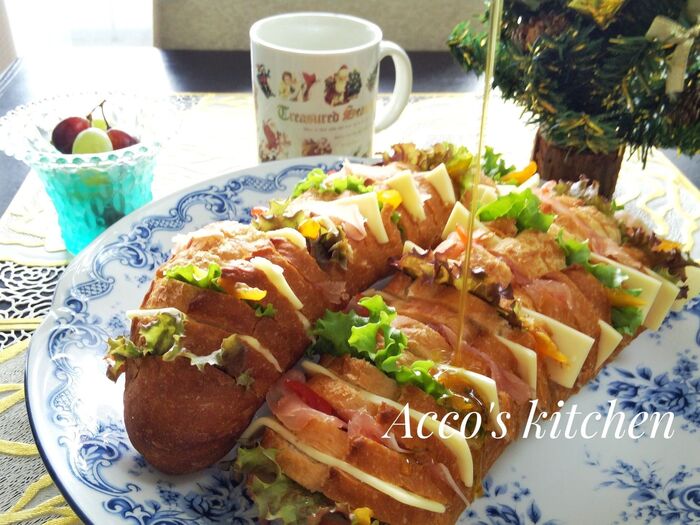 ⑩バゲットにオリーブオイルソースをかける