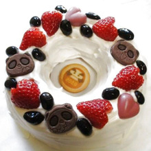 生クリーム×黒豆リメイク♡簡単!ハートと一緒に!3匹のパンダケーキ♪