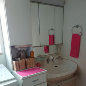 洗面台の三面鏡の薄い収納棚の使い方②