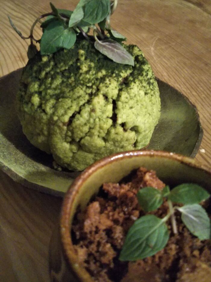 ガトーショコラ&抹茶クランブル〜苔玉&植木鉢スイーツ! おうちカフェスイーツ!