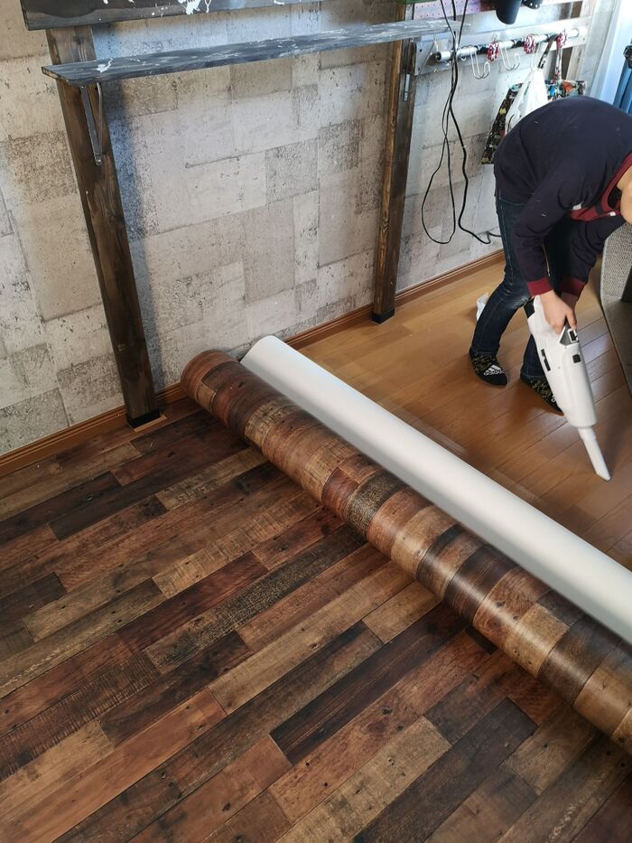 敷いて片付け…