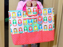 かわいい100均手ぬぐいで通園バッグを作成♪