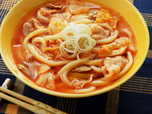 からだも心もホッとうどん!「あさりキムチうどん」