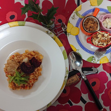 ユリ根と生ハムのリゾット、à ma façon ひつまぶし