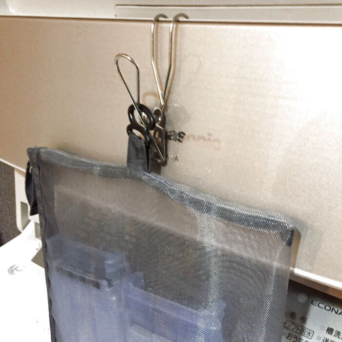 100均で解決!ゴミ取りフィルターを乾かします。