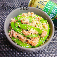 簡単おつまみ♪ビールが進む!砂糖えんどうとツナの旨辛ナムル