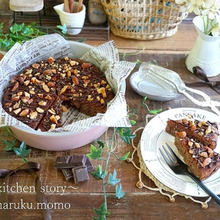 食べるたびにザクザク香ばしい❤ナッツ入りチョコバナナケーキ(フライパンで作れる♪)