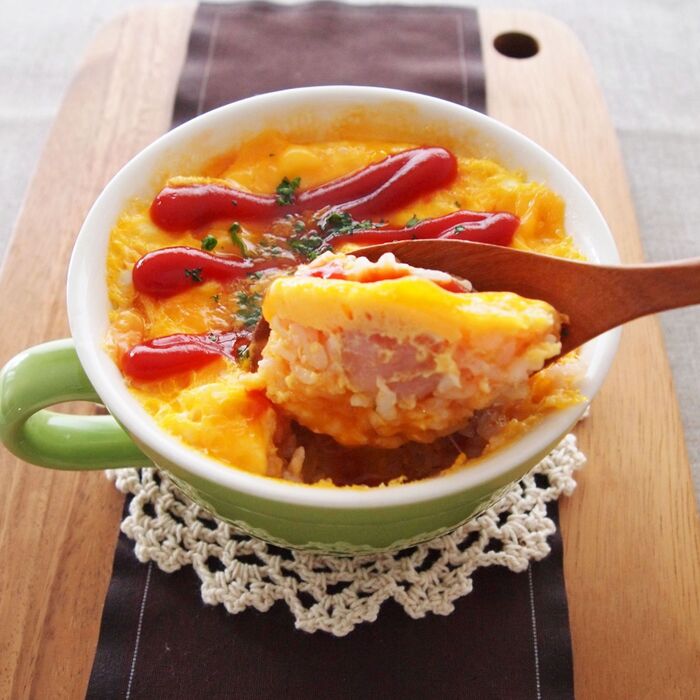 マグカップごはんレシピ「マグカップオムライス」