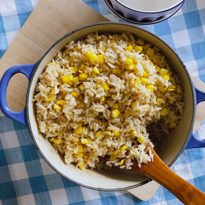 玄米でバターとうもろこしご飯