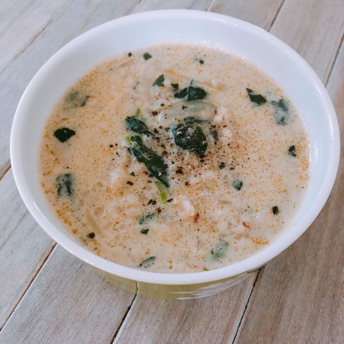 ワンパン♪玄米の中華風豆乳粥