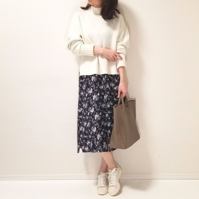 着回しその③ニットの重ね着コーデ