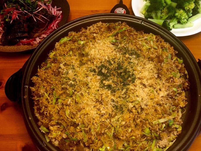 ぼっかけで本格的♪玄米そばめし