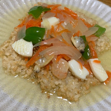 玄米おこげの餡掛け