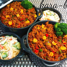 我が家の定番♪時短簡単!炒めハンバーグそぼろどーん弁当