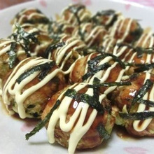 たこ無し、たこ焼き風☆ キャベツとおかか海苔のふわふわボール焼き