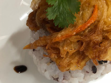 残ったかき揚げでオレンジ風味の甘辛煮 カフェ風どんぶり仕立て