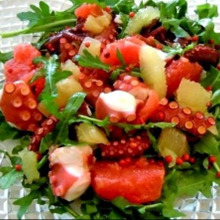 さっぱりさわやか~タコと2色のグレープフルーツマリネ