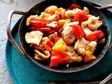 みかんとパプリカと鶏肉のコクうま煮【圧力調理バッグ】冷凍つくり置き&レンチン&包丁不要