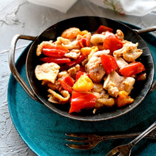 みかんとパプリカと鶏肉のコクうま煮【圧力調理バッグ】冷凍つくり置き&レンチン&包丁不要