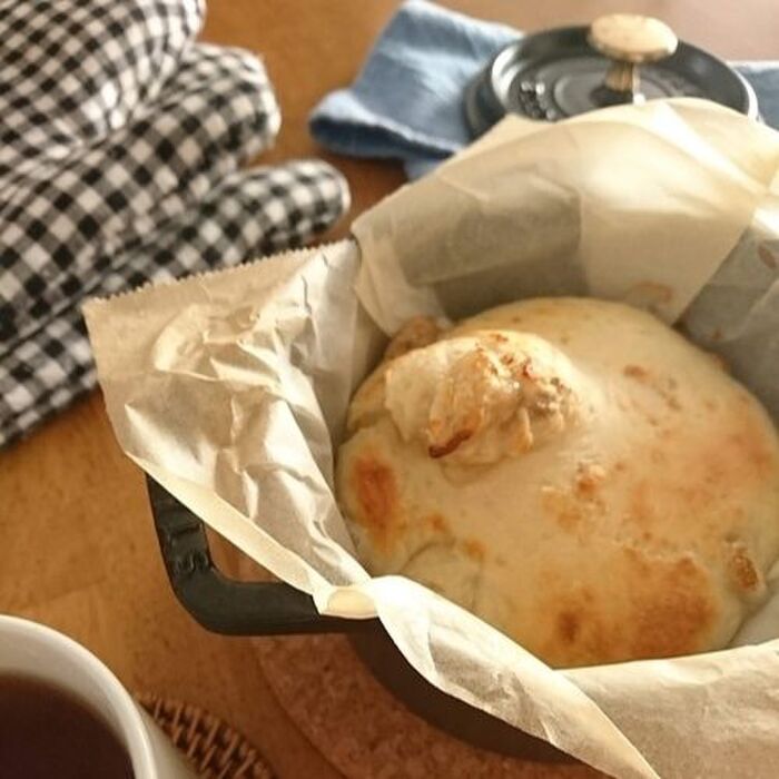 もっっちり!バナナ入りクランペット(こねないパン)