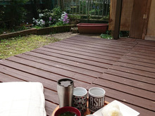 ベランダでピクニック☆不要の布切れで目隠し☆気持ちいい風に吹かれながら過ごそう♪