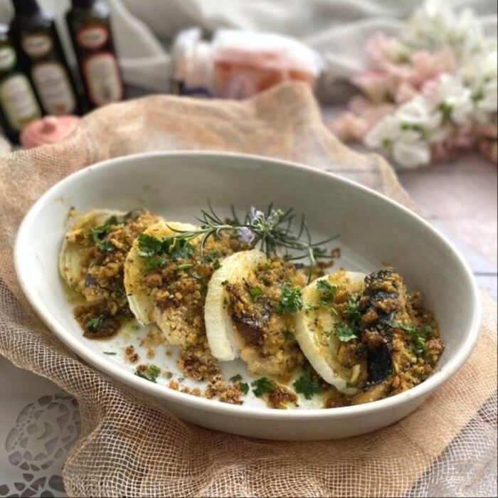 ちょっとごちそう!さわらと新玉ねぎのイタリアンなパン粉焼き