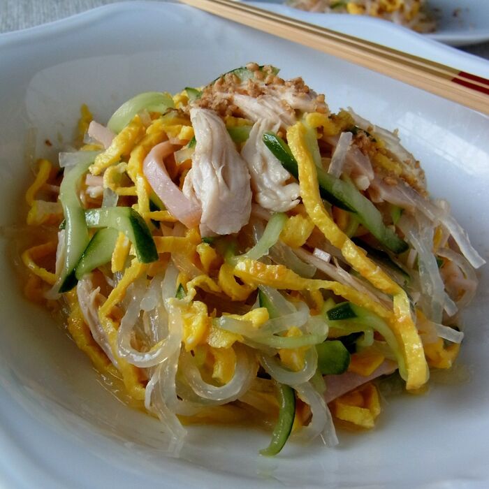 ササミを使って中華サラダ