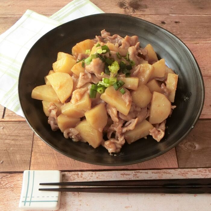 レンジ★豚肉とじゃが芋のオイスター炒め