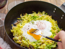 春キャベツの巣ごもり卵。自分で作った電子書籍にも載せたレシピです♪