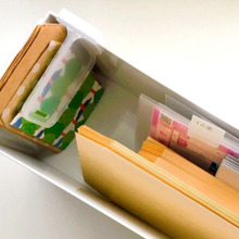 冷蔵庫のドアポケット用仕切りでファイルボックスも仕切っちゃおう
