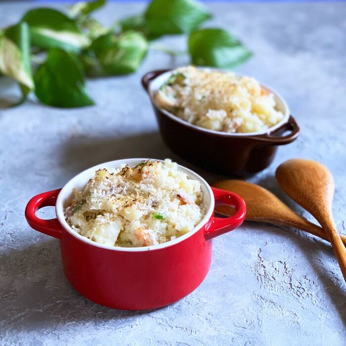 一つで3回楽しむレシピ♪ポテサライスピザ♪