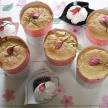 切り分け不要♡カップでシフォン♡桜の餡シフォン生クリーム添え♪