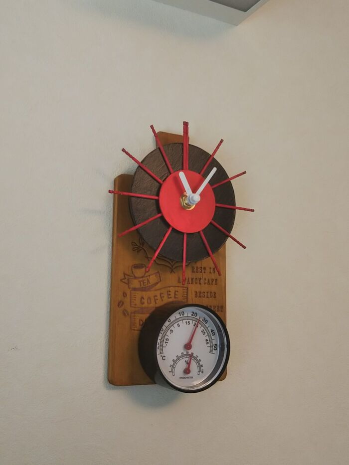 【100均作品】温湿度計付き掛時計