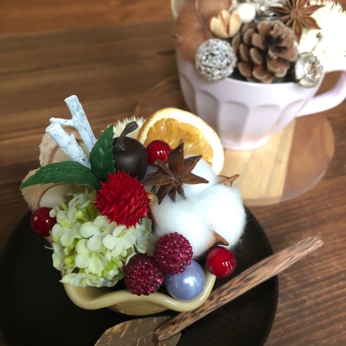 100均フェイク&ドライで本物みたいな可愛いスイーツ♡フラワーアレンジ☆