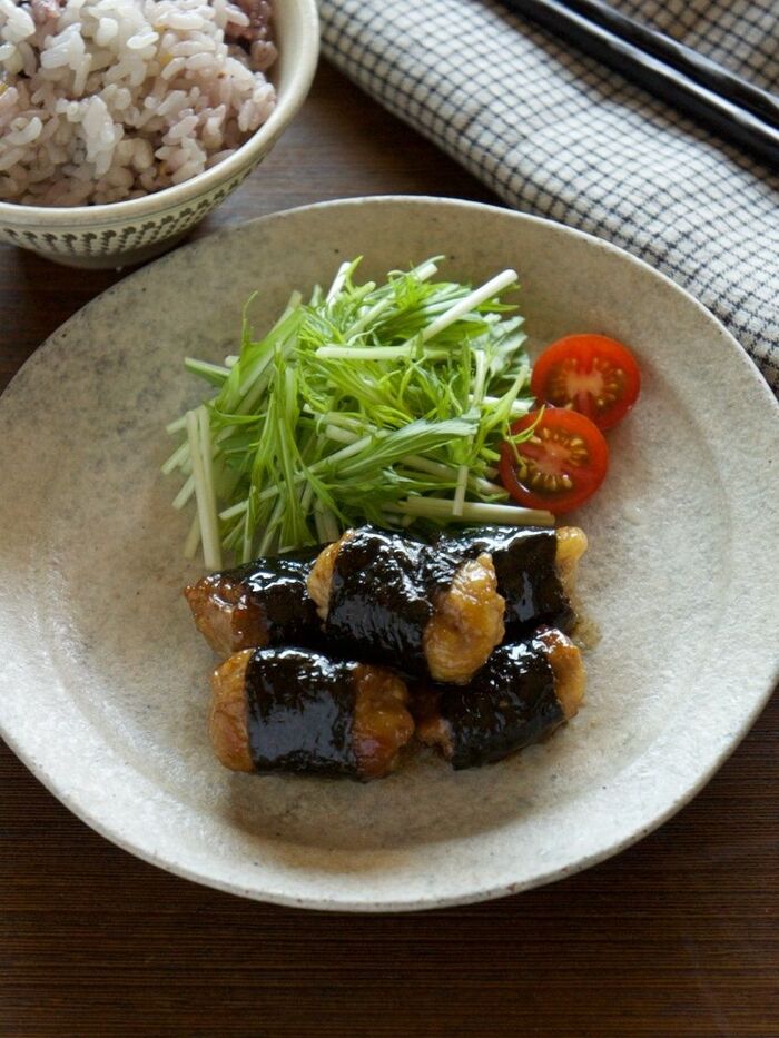 豚肉の海苔巻き照り焼き*子ども喜ぶ味付け・子どものお手伝いに