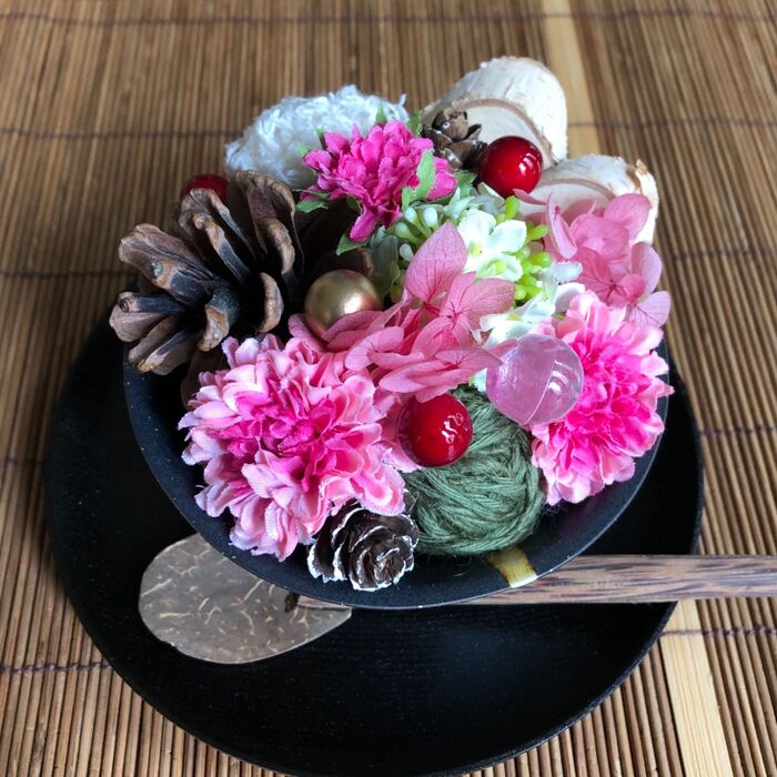 20分で完成!イメージはあんみつ☆100均フェイクで和なフラワーアレンジ♡