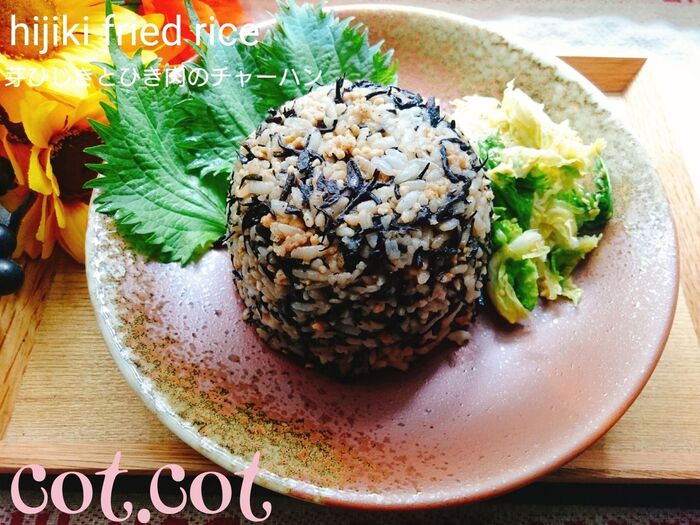 ★鉄分の王様!おにぎりやお弁当にも。芽ひじきとひき肉のチャーハン★