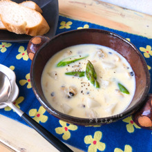 【片栗粉とレンチンで簡単スープ】体力アップに☆レンジde山芋とアサリのクリームチャウダー