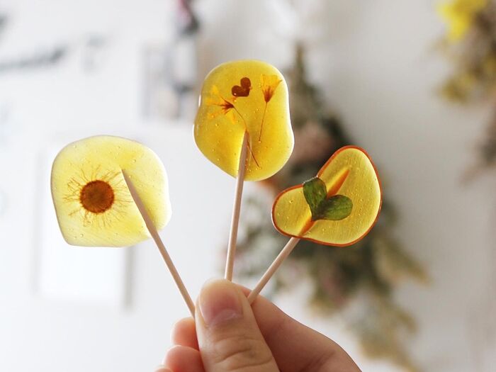 お散歩で出会えるエディブルフラワーでお花飴