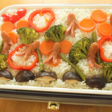 「ホットプレートで】お絵かき和風パエリア