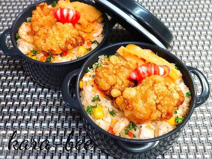 あったかご飯に混ぜるだけ~♪ズボラエビピラフ弁当