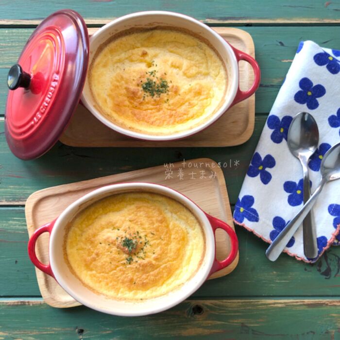 【チルド惣菜でスフレ】ふわっふわ食感の明太ポテトサラダのおかずスフレ